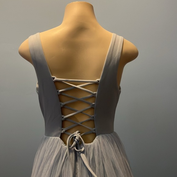 long blue dress with scarf - Picture 4 of 5